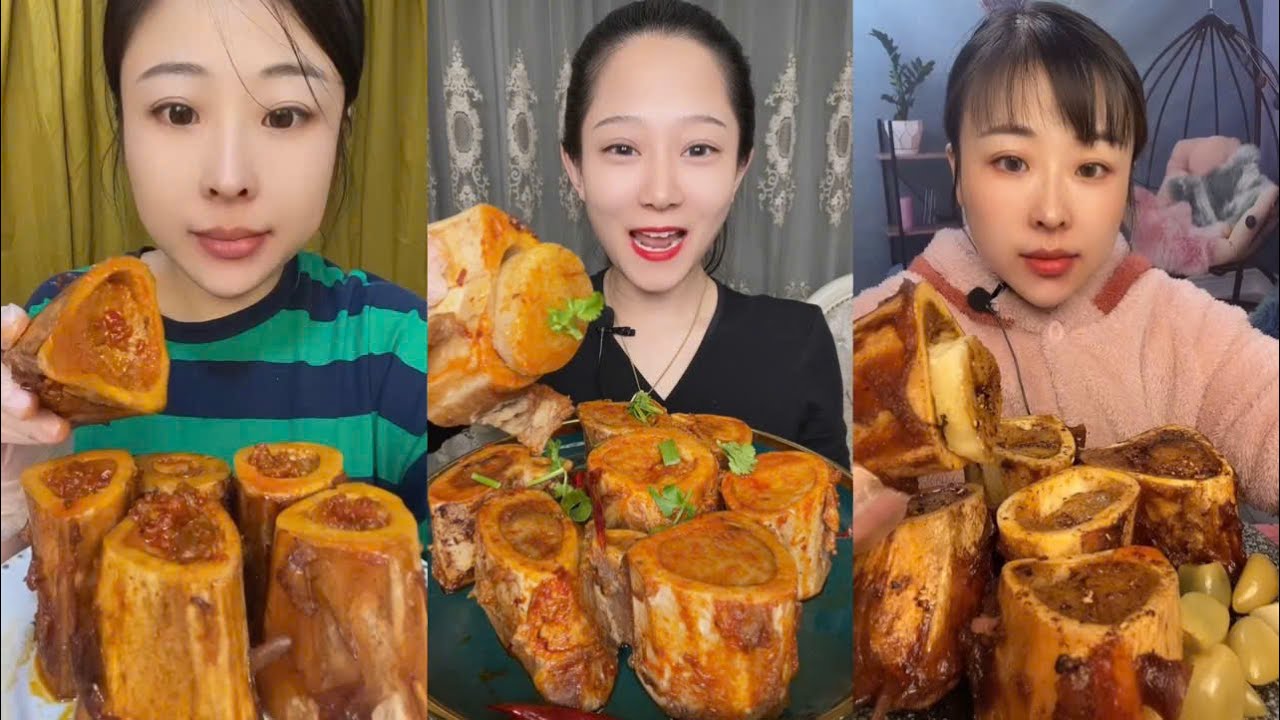 Asmr mukbang eating bone marrow - full 2 hours long - alice food #435