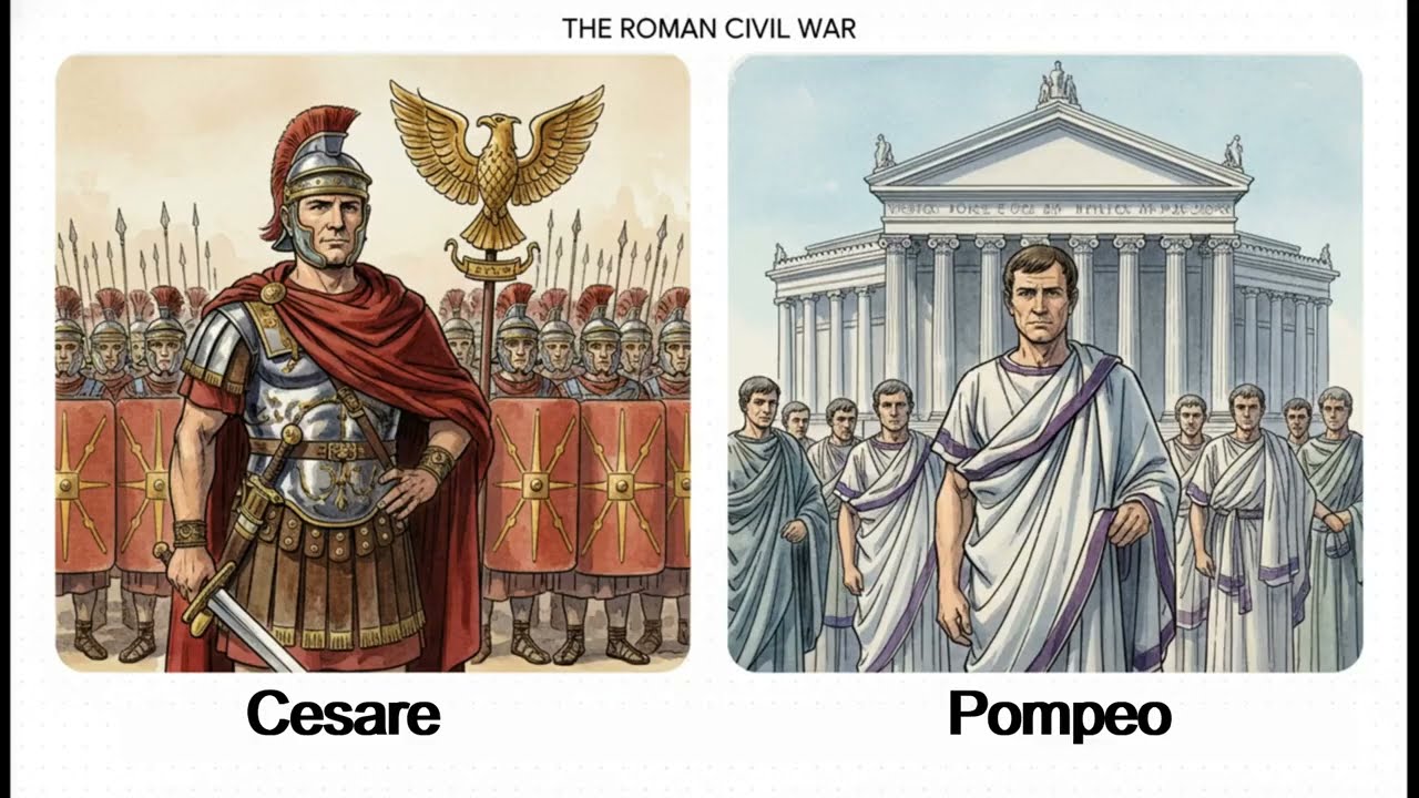 La guerra civile tra Cesare e Pompeo: dal Rubicone alle Idi di marzo