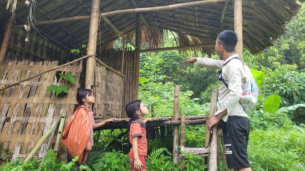 Two poor sisters were helped by a kind man. Moved to a new abandoned place. Cleaned up the new place