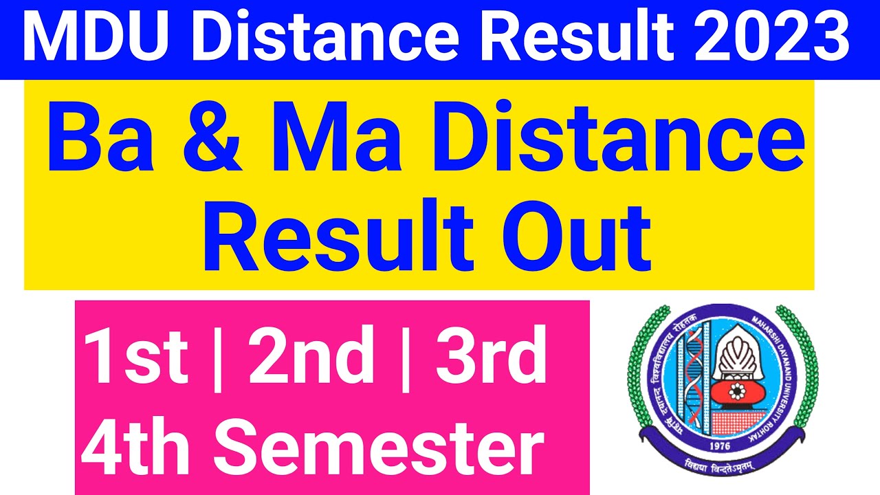Mdu Ba distance 3rd & 4th semester result out 2023 | Mdu Ma distance 1st & 2nd semester result out