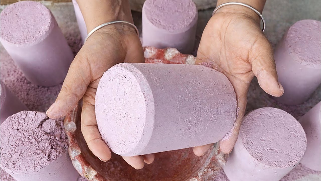 NEW Texture🫡Choti Hai But Satisfying Hai🤭Dusty Soft Pink Pure Cement Claypot Dry Crumbling👌#insane