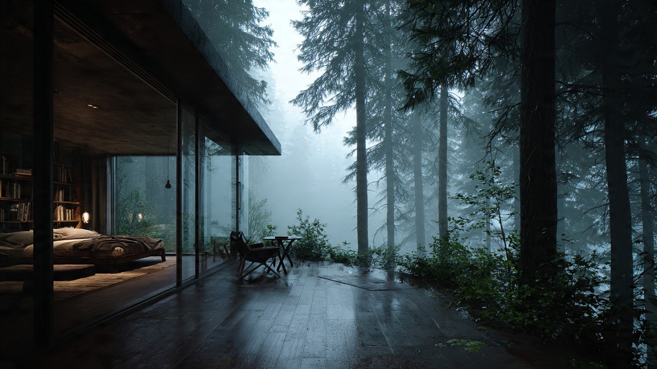 Calming Rain Sounds to Help You Sleep All Night - Best Rain Rain on cozy bedroom in the forest