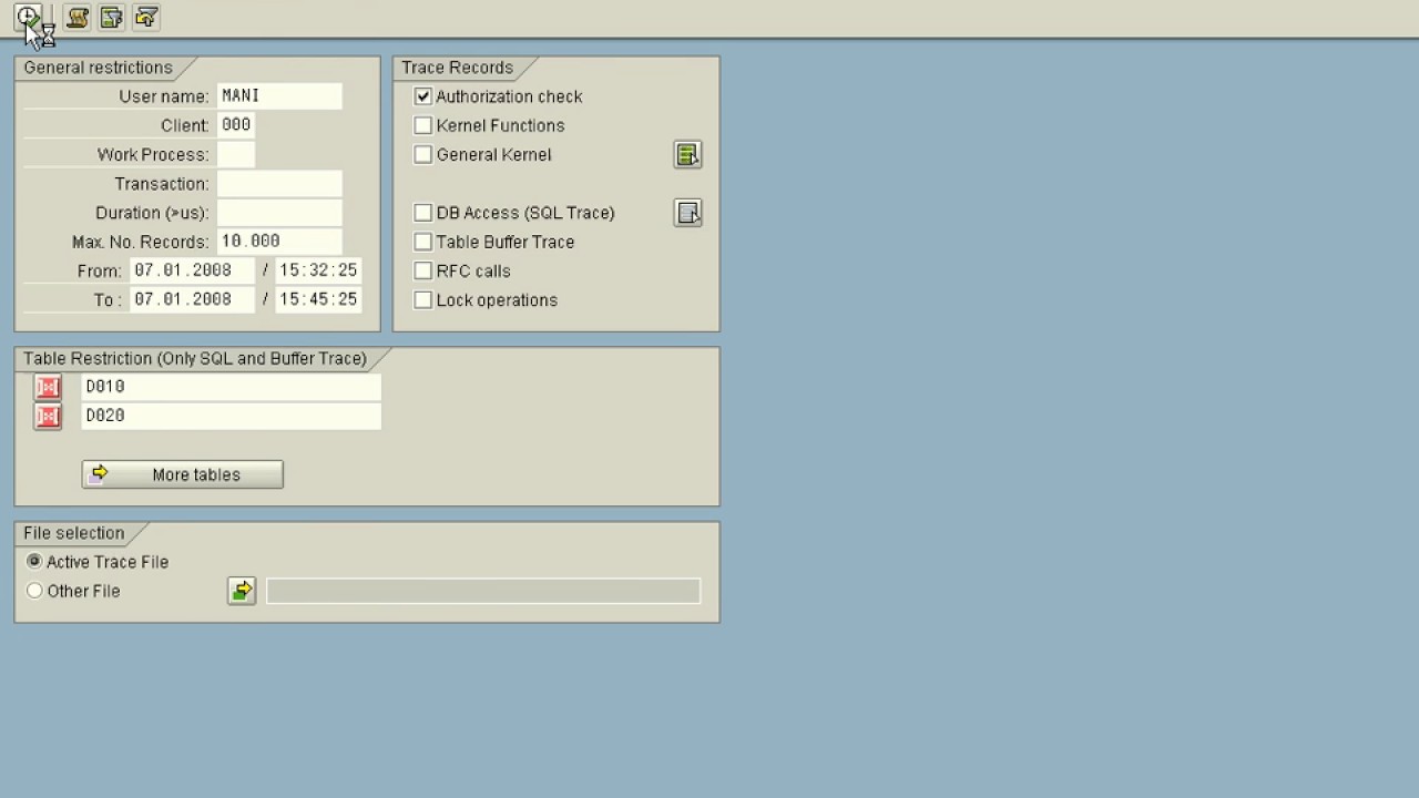 SAP System Trace ST01
