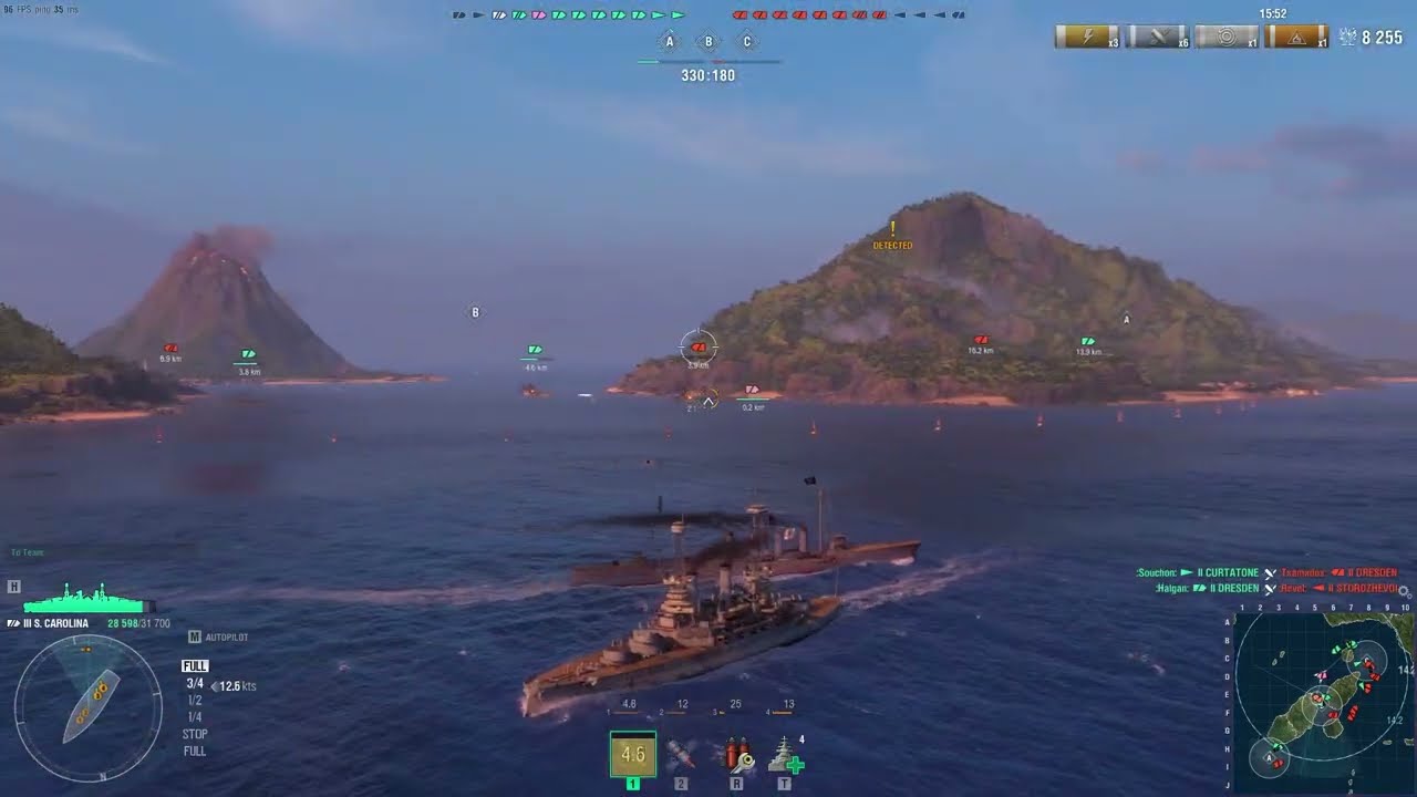 World of Warships: Random Battle Gameplay (III South Carolina) (Solomon Islands) (No Commentary)