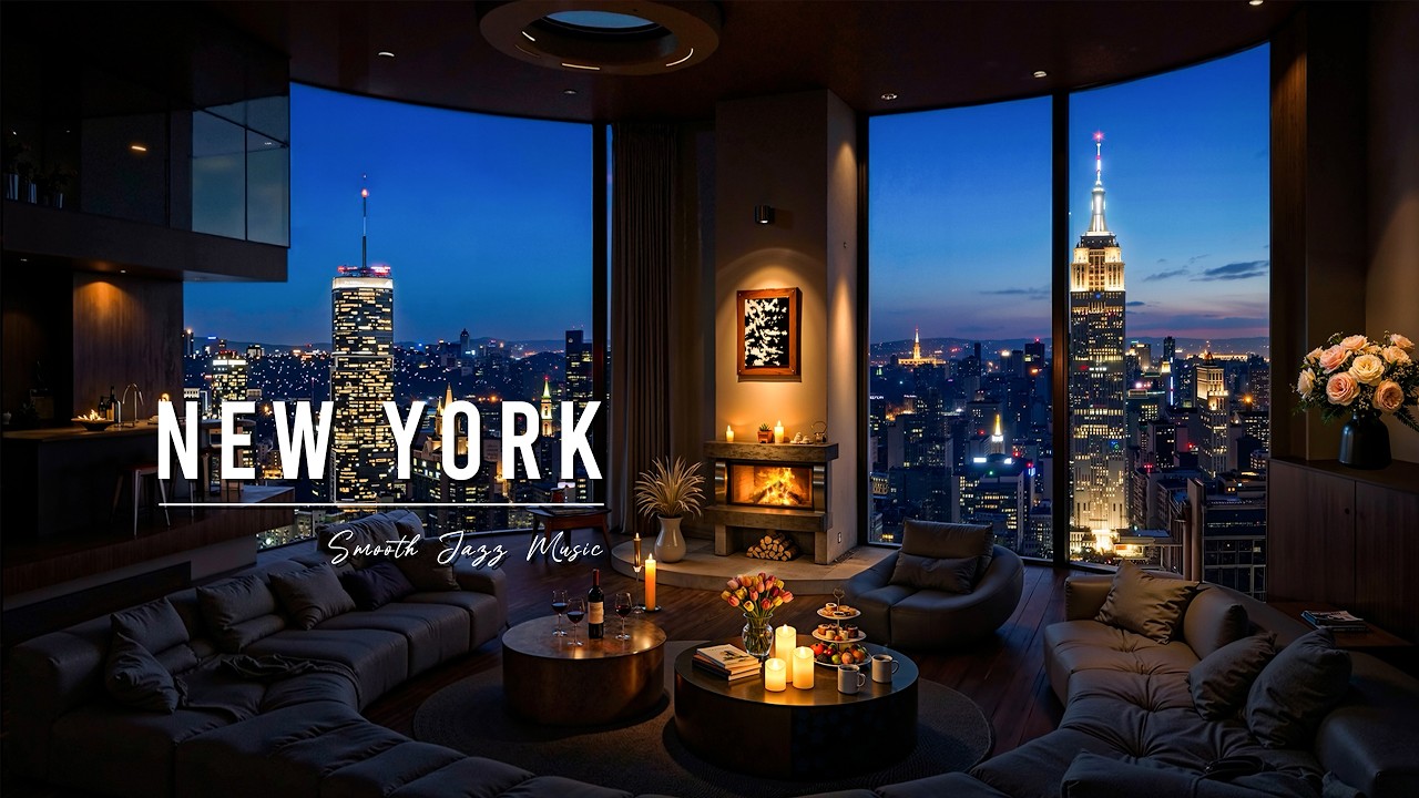 New York Night Jazz 🏙️ Luxury Apartment Ambience with Smooth Jazz Instrumental Music for Relaxation