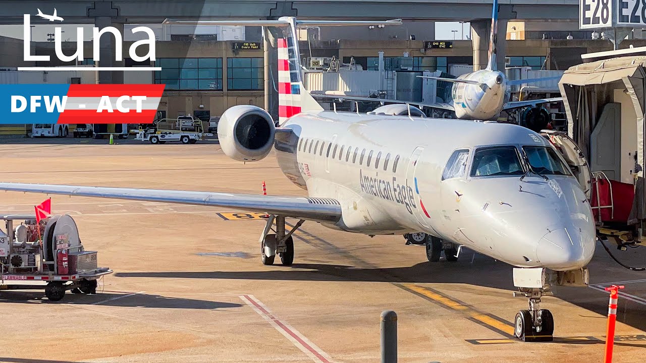 Full Flight - American Eagle Embraer E145 Flight From Dallas/Fort Worth to Waco
