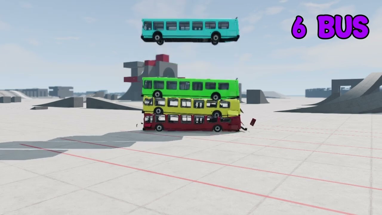 Extreme 6 Buses Mega Crash Test in BeamNG.drive! What Happens?
