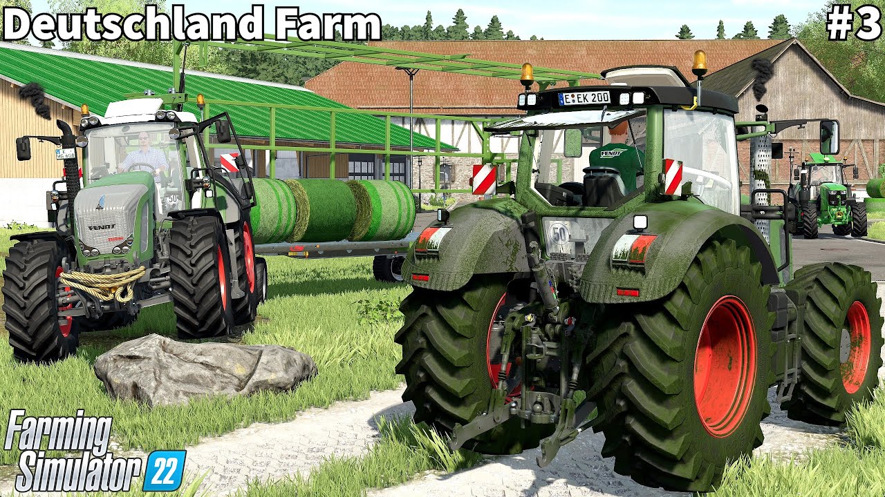Feeding Bulls, Picking Up & Storing GrassSilage Bales │Deutschland│FS 22│Timelapse#3