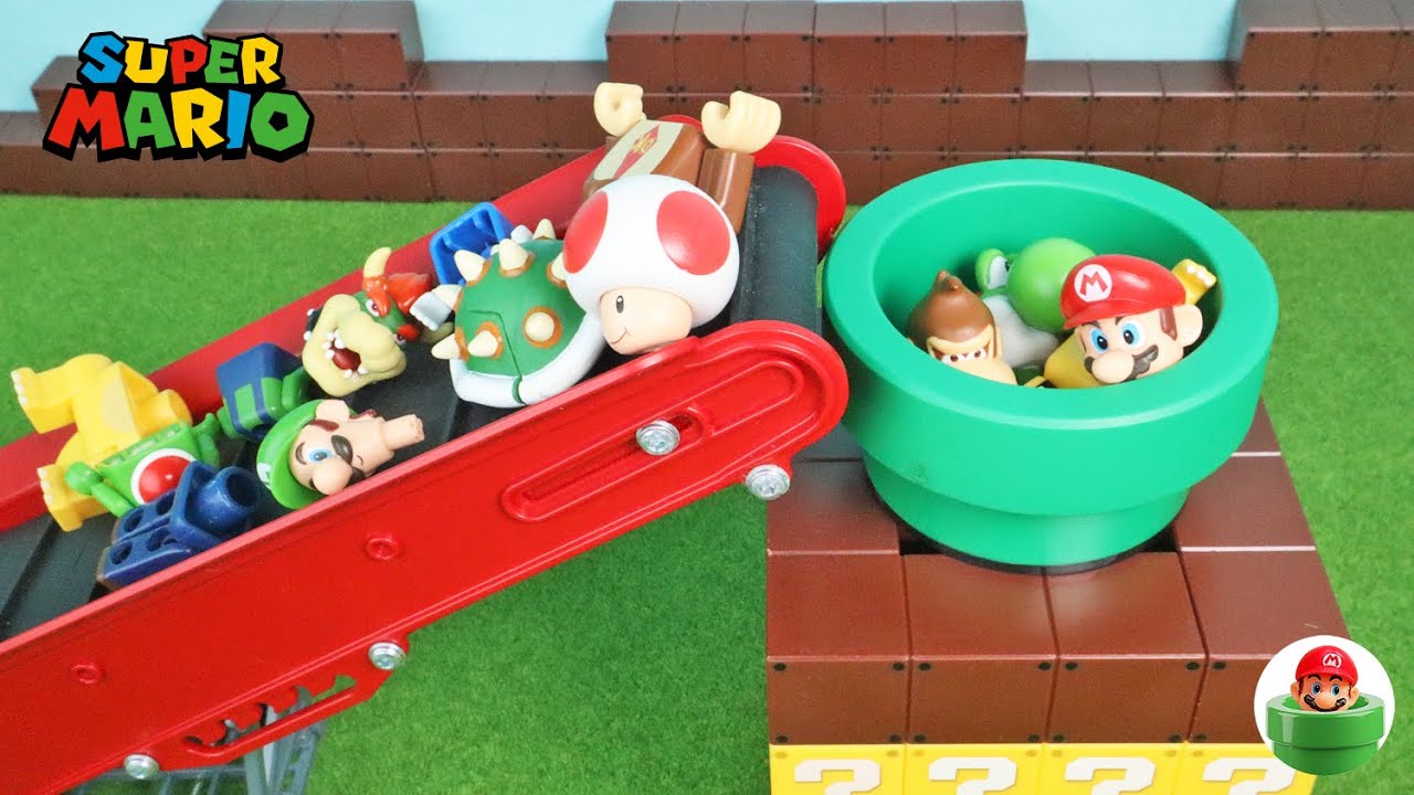マリオ おもちゃ バラバラになったフィギュアが土管に入って完成！★マリオとクッパが合体★Super Mario Toys