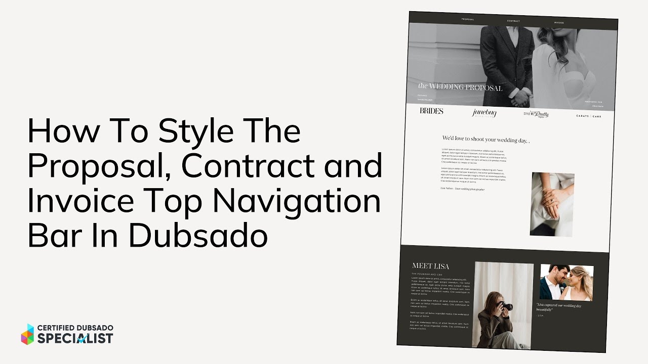How To Style The Proposal, Contract and Invoice Top Navigation Bar In Dubsado