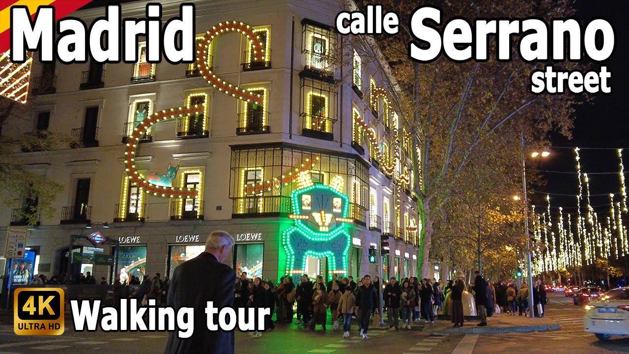 Madrid [4k]🇪🇸 Festive Glow and Luxury at Serrano St.✨Christmas walking tour 2025 🎄 Spain