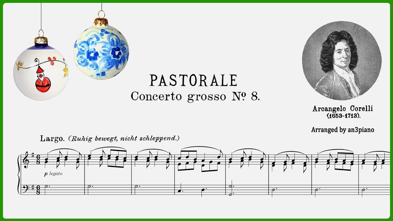 CORELLI - Christmas Concerto, Pastorale | Solo piano (from Concerto Grosso, Op. 6, No. 8)