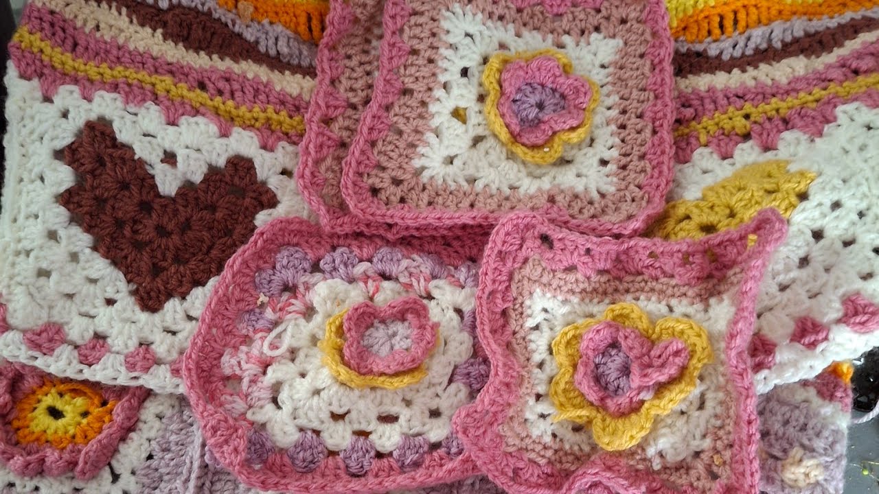 Crocheting  3d flower. Granny square.  Crochet..with me.