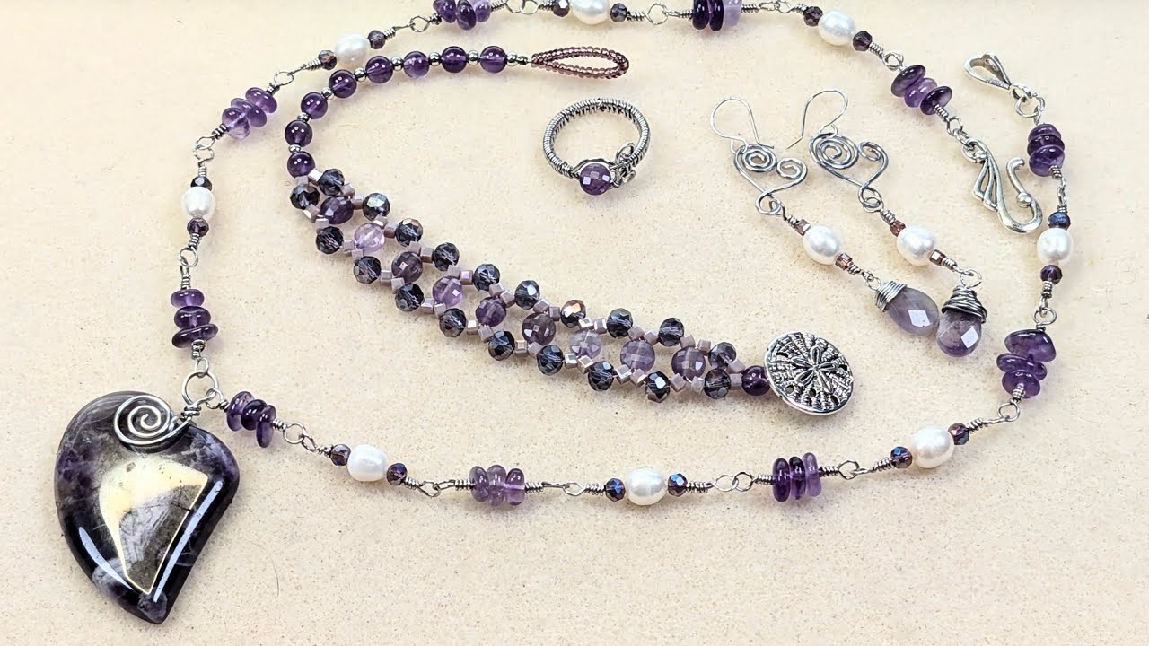 Full Set February 5: Sage Amethyst wonky hearts set with Gemstone Orphanage