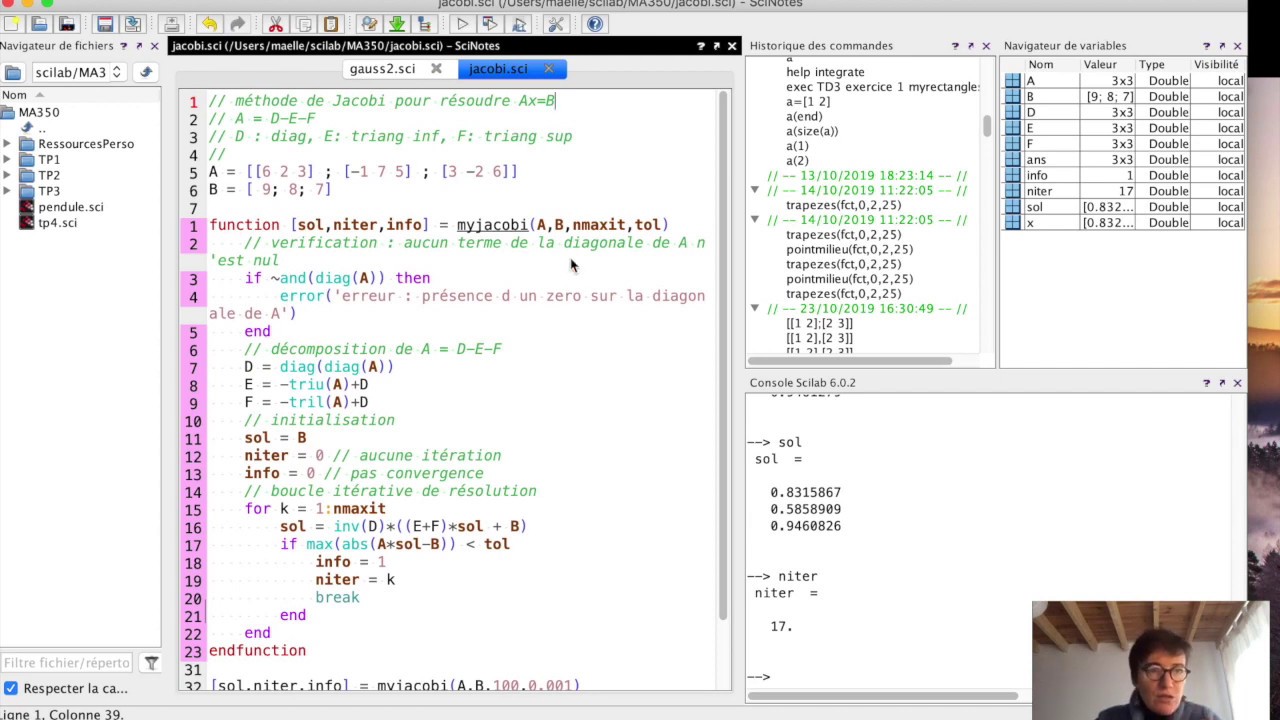 Scilab Méthode de Jacobi pour résoudre un système linéaire