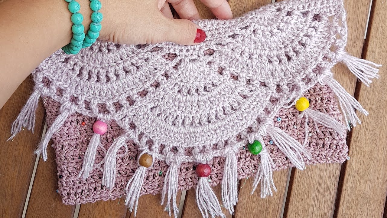 Midye Portföy Çanta /Crochet Shell Clutch Bag