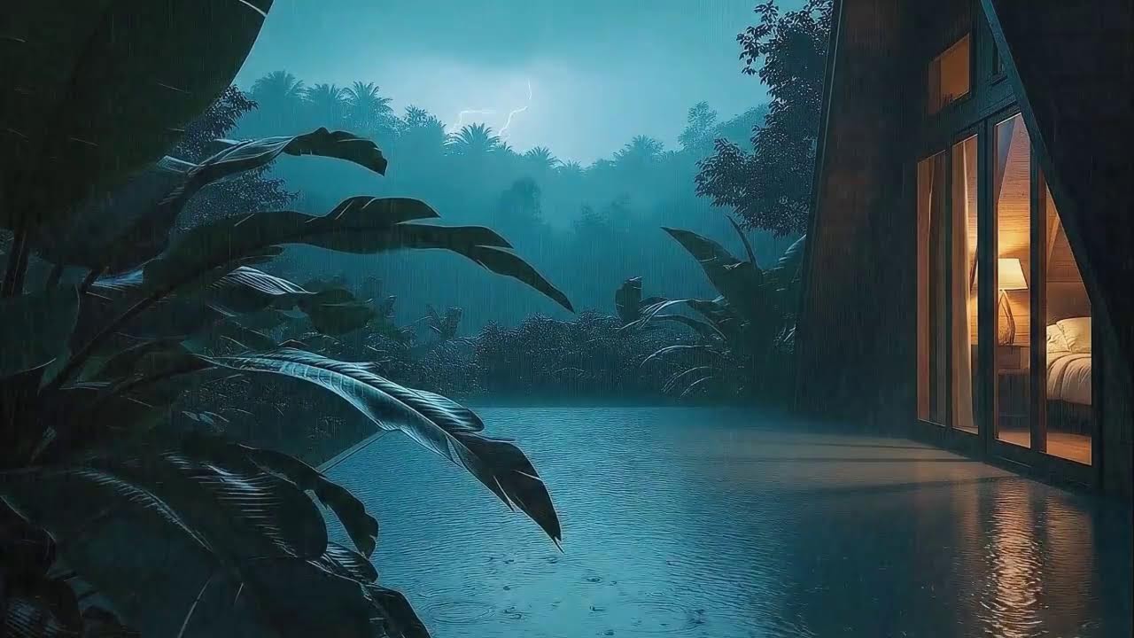 Quick Sleep with Calm Rain Sounds and Soft Thunder at Cozy Cabin 🌧️