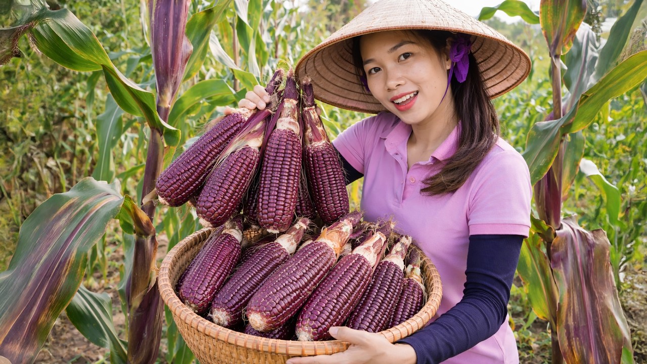 Harvesting the Mutant Purple Corn Go To Market to Sell | Hoai Nhi Daily Life