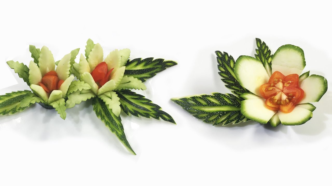 2 Cute Zucchini Flowers Carving Garnish