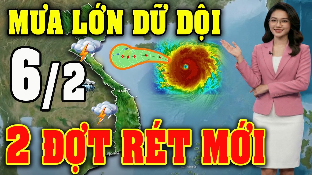 Tin bão Mới Nhất | Dự báo thời tiết hôm nay ngày mai 6/2 | dự báo thời tiết 3 ngày tới #thoitiet