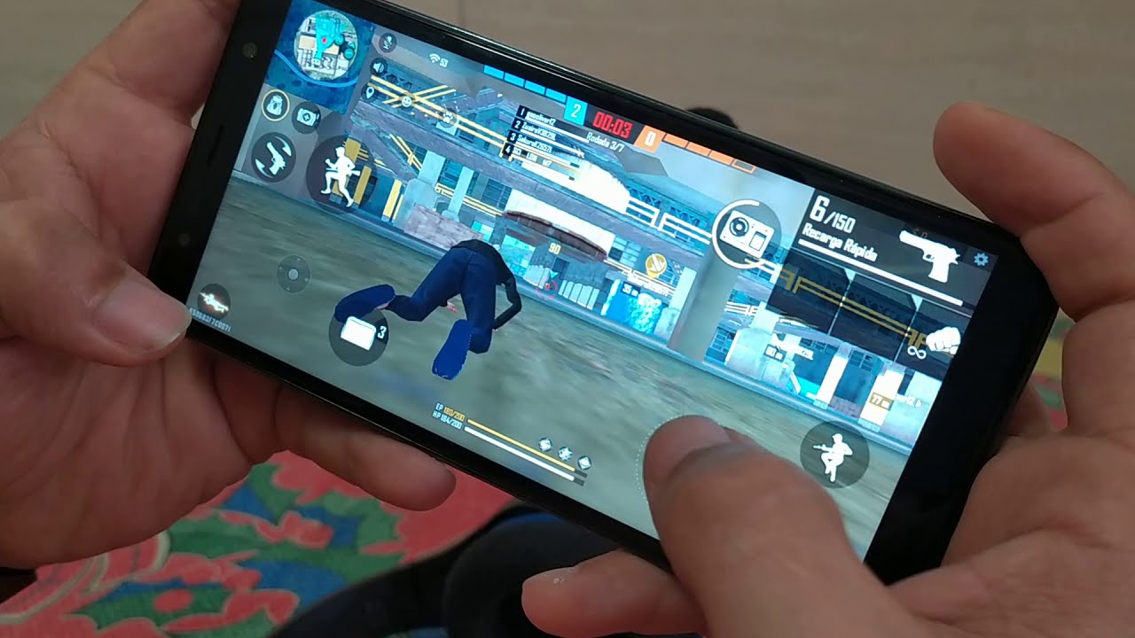 MOSTRANDO AS MÃOS GALAXY J6 PLUS FREE FIRE HANDCAM CS RANQUEADO