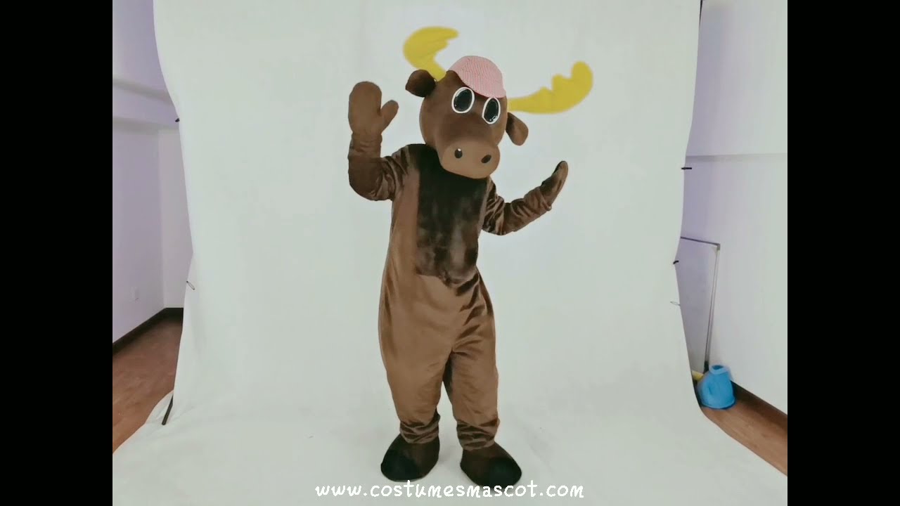 Fauna Fursuit Suit Up !  Brown Hunter Moose Mascot Costume With Hat Animal
