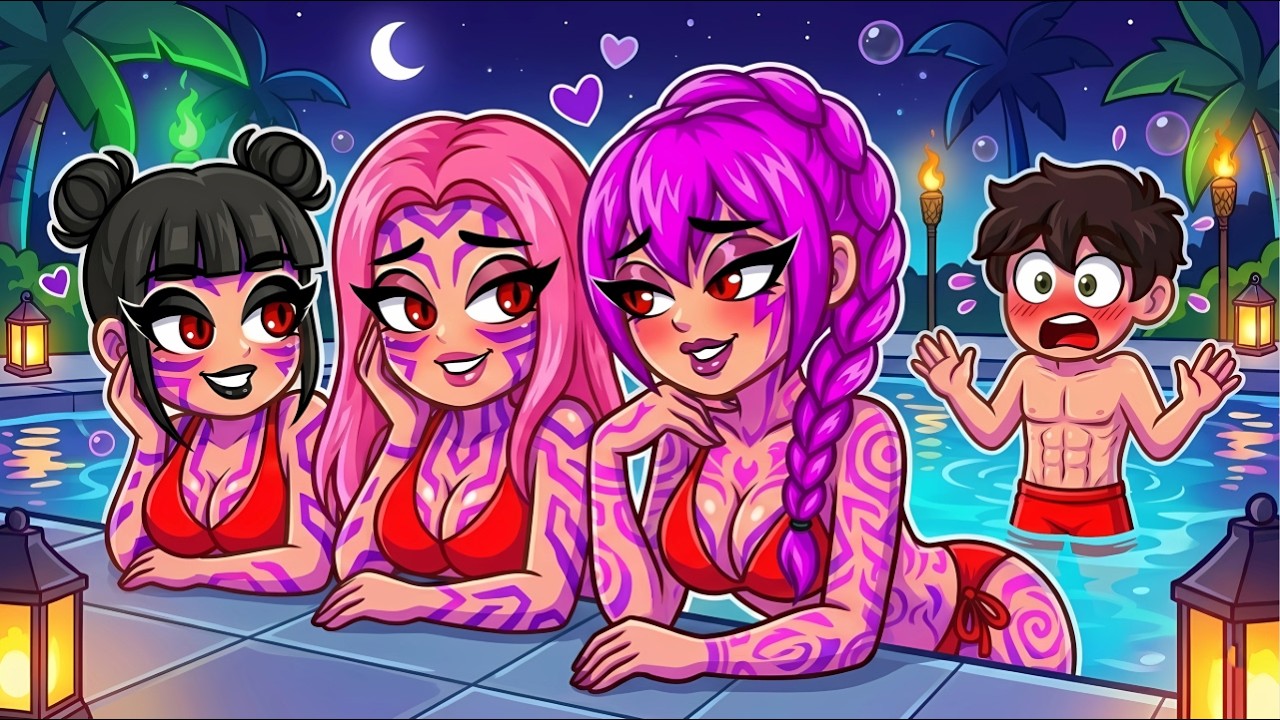 STUCK at a DEMON GIRL ONLY Pool Party in Roblox Snapchat...