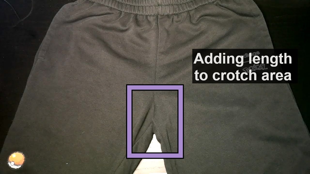 Add length to crotch of sweatpants for high waist