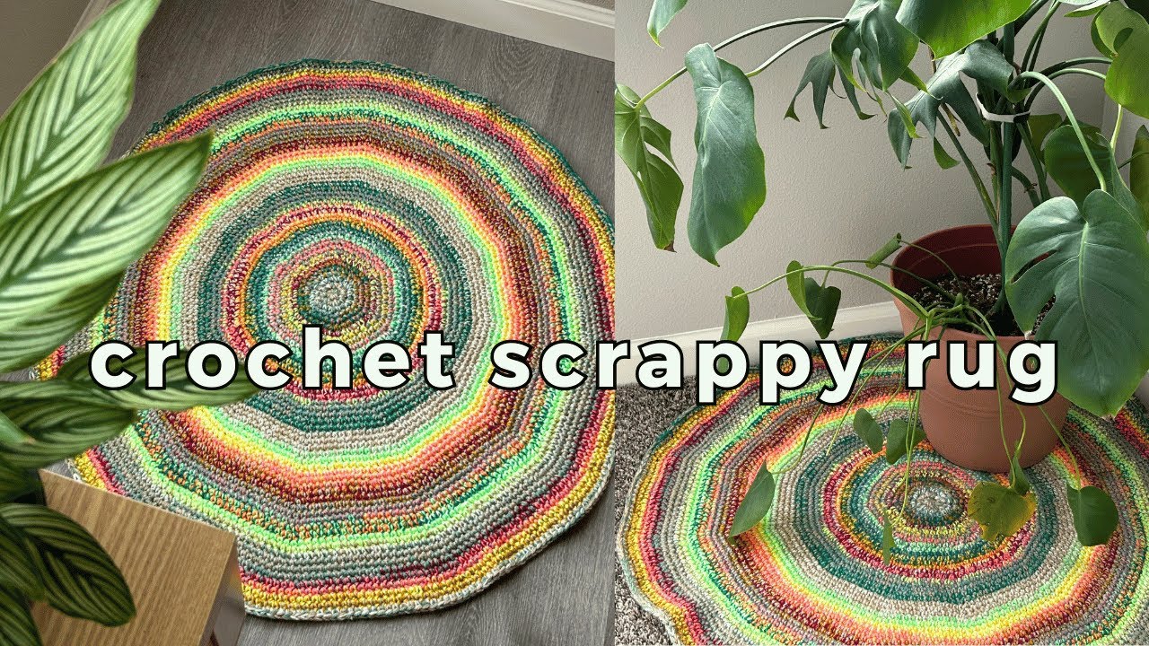 crochet scrappy rug tutorial & pattern | scrap yarn crochet project!