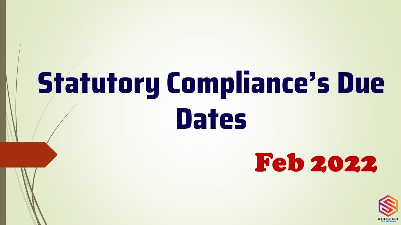 Statutory Compliance Check list for the month of Feb 2022 | Statutory Solution