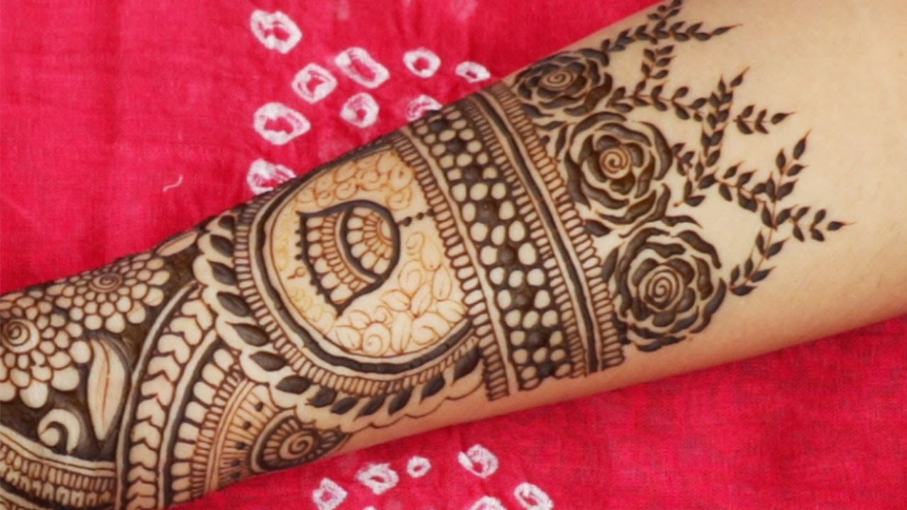Wedding 2020  Bharva Mehndi design with Gulf rose and Jhumka | Latest modern style bridal henna