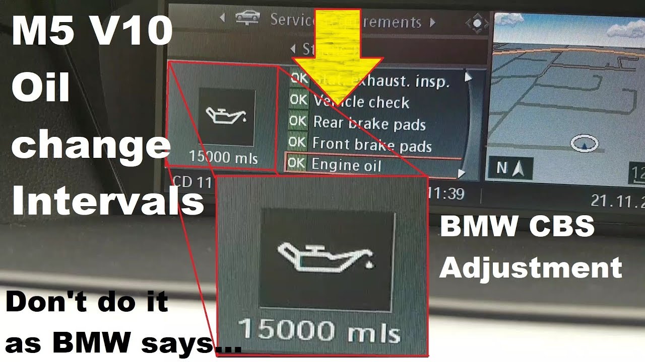 BMW M5 V10 Oil change intervals correction/adjustment. (Also works on other models)