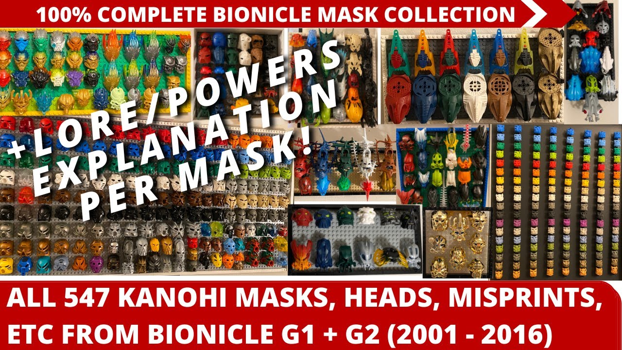 100% Complete Bionicle Kanohi Mask+Helmet+Face Collection (2001 - 2016) - Includes Rare Misprints!