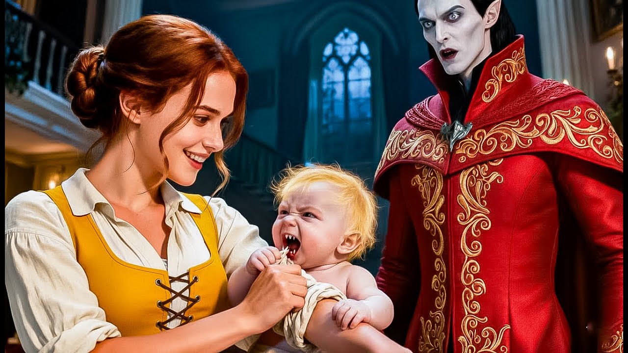 El bebé del Rey Vampiro mordió la manga de la camarera; todos se asustaron, pero ella sonrió.