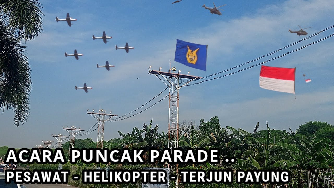 HUT TNI AU 2023 .. Helikopter Bawa Bendera Raksasa, Parade Pesawat C-130 Hercules, NC-212, CN295
