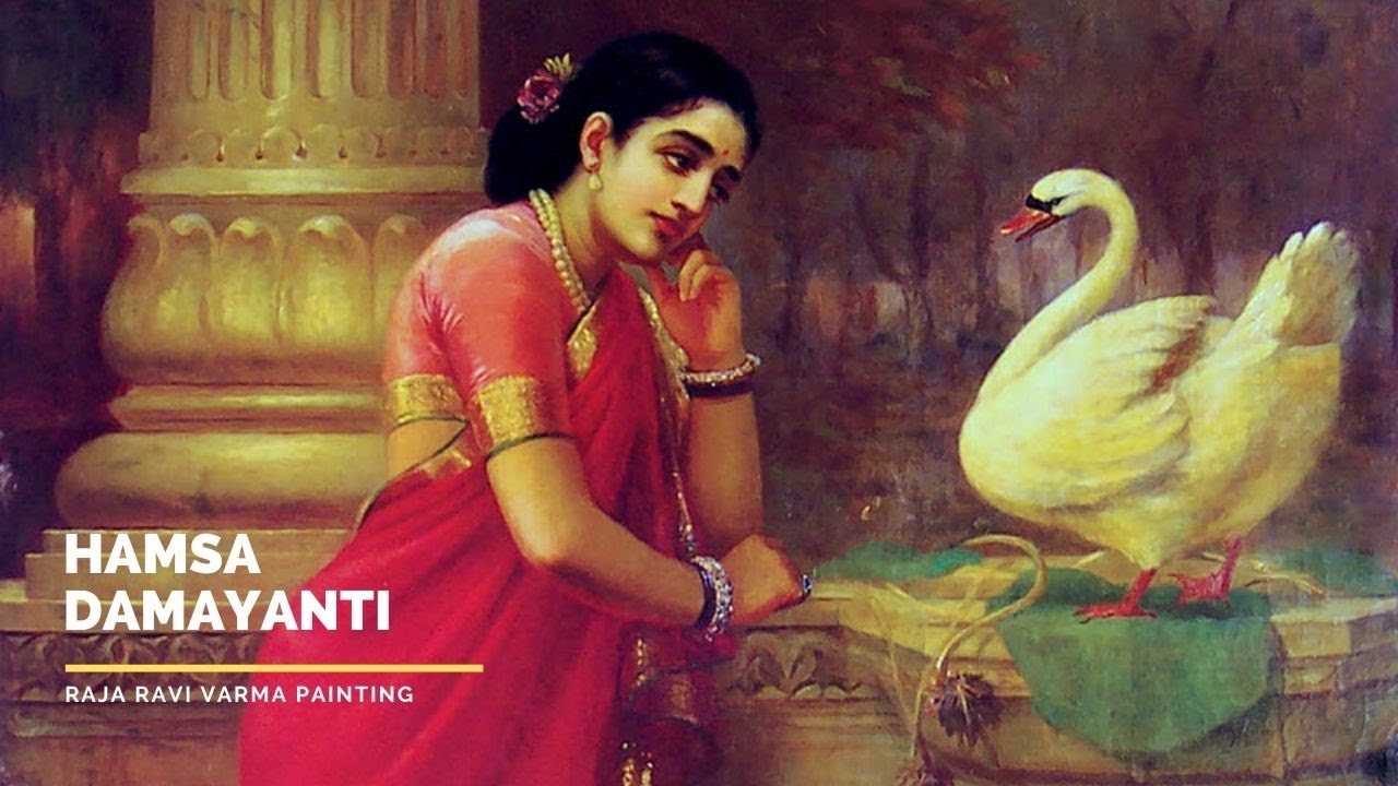 Hamsa and Damayanti|  Virtual Tour | Raja Ravi Varma Painting Collections | Indian Paintings
