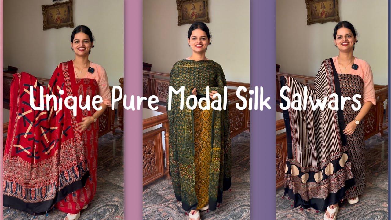 EPI 330|UNIQUE MODAL SILK SUITS|DESIGNER HANDBLOCK AJRAKH PRINT #modalsilk #ajrakh   @Curated Vault