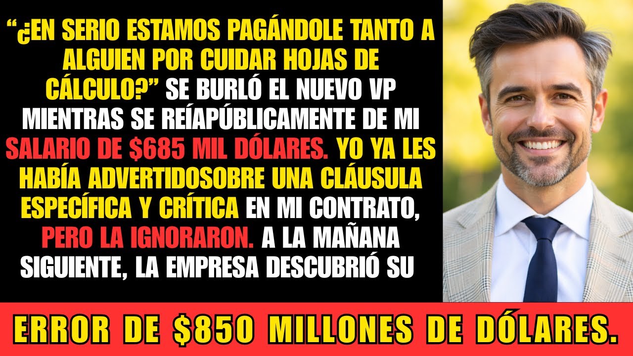 El nuevo VP se burló de mi salario de $685K—una cláusula les costó $850M | Venganza corporativa