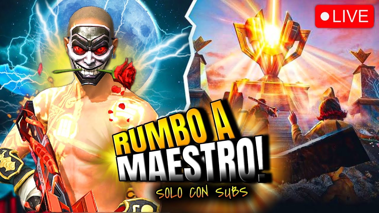 Free Fire LIVE 🔴 DÍA 8 💀 SUBIENDO A GRAN MAESTRO ¡PURO RUSH! 🚀  ¡ÚNETE !🔥 