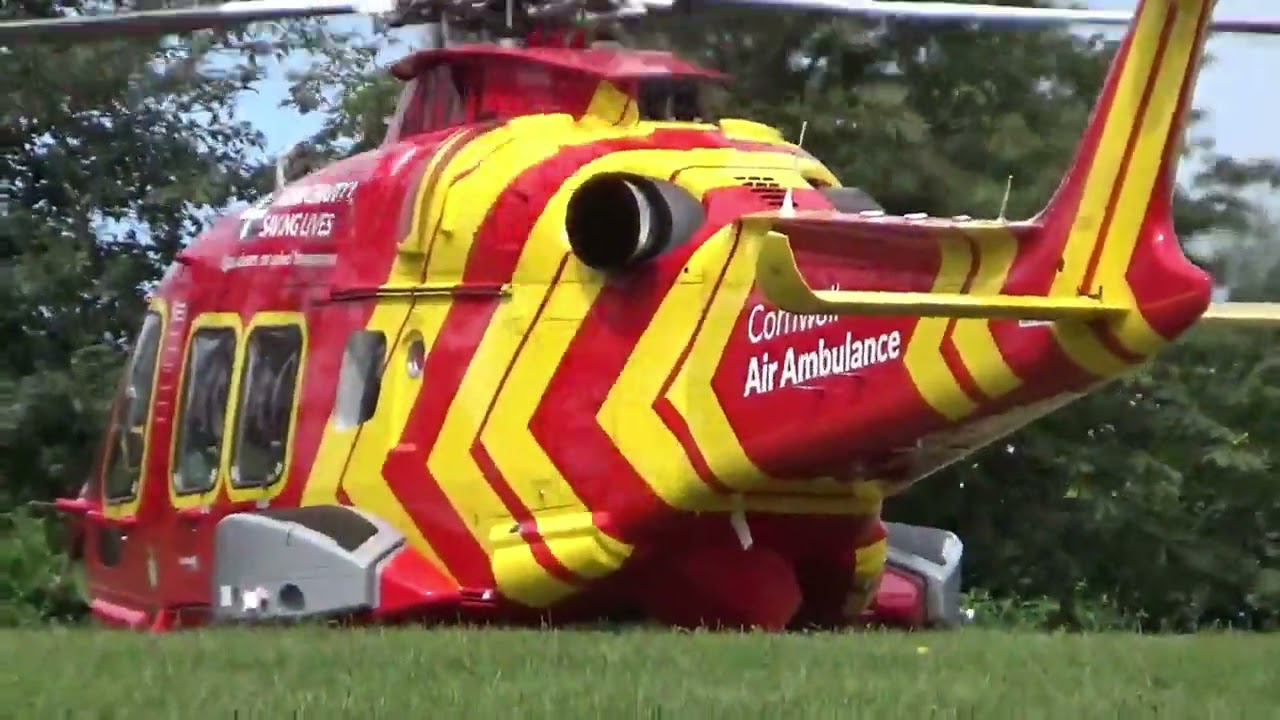 Cornwall Air Ambulance Taking Off From A Field | Police & Ambulance on Scene!