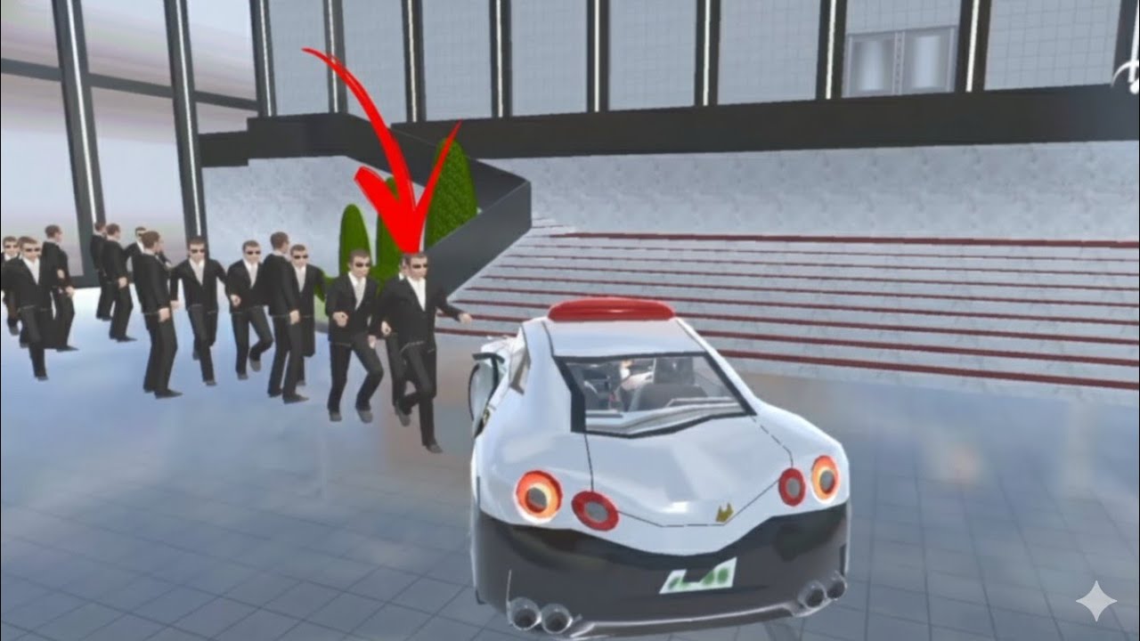 Police car 🚓 attacks a mysterious black cloth man in Sakura School Simulator