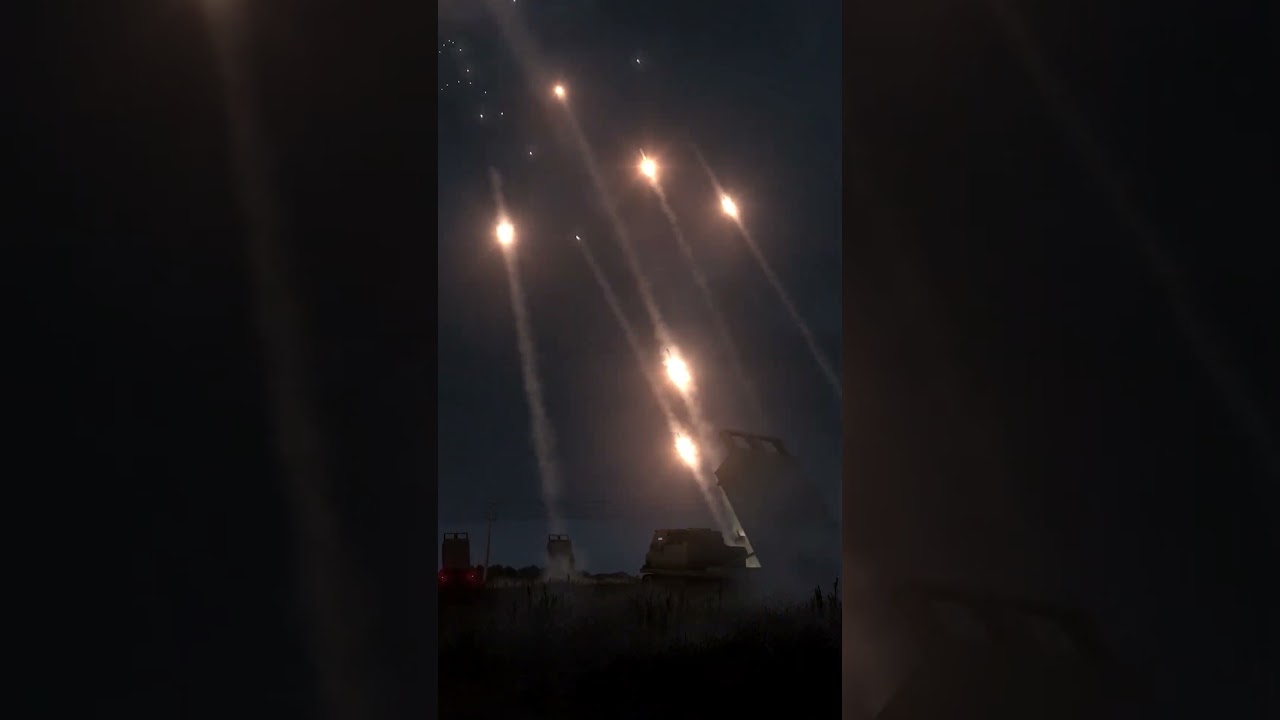 Massive MLRS Artillery Fire at Night - Missile Barrage - Military Simulation - ArmA 3