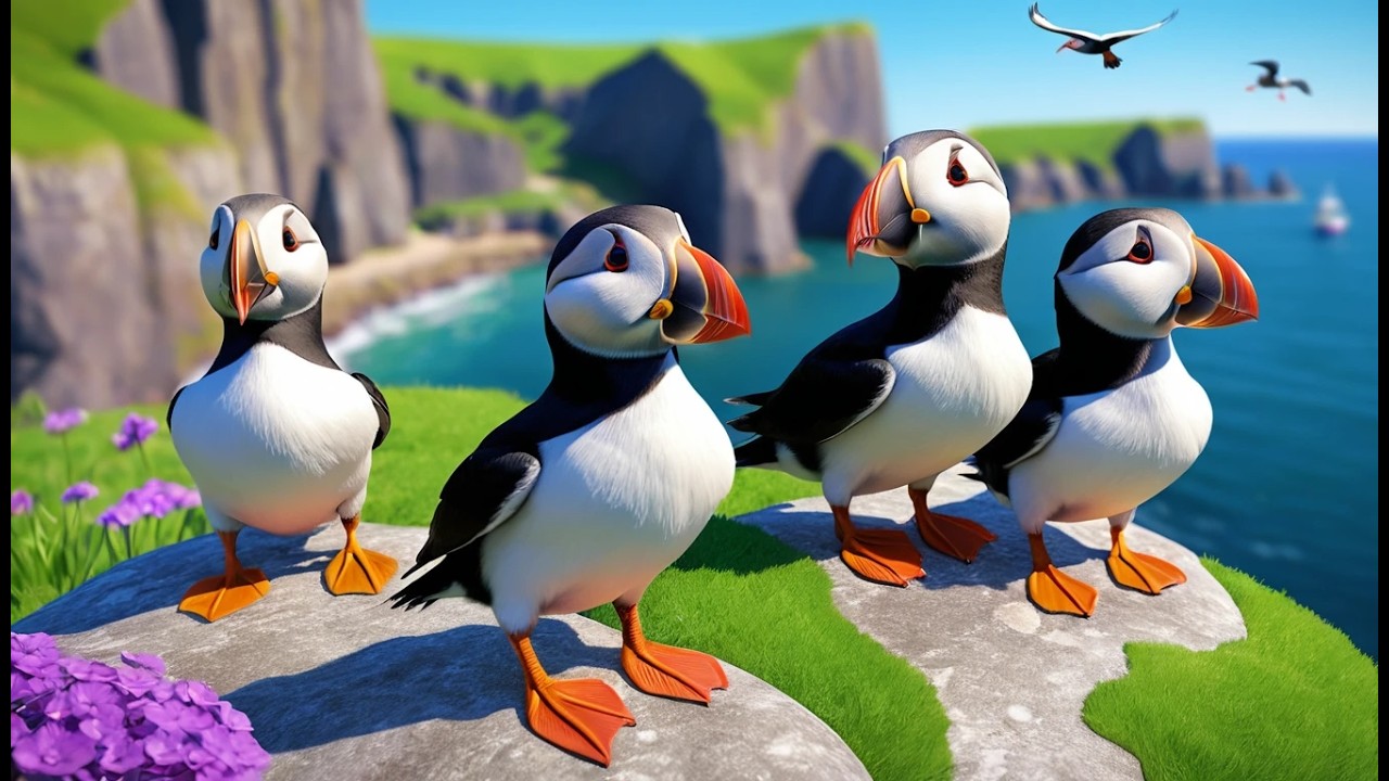Five Little Puffins Flap Flap Flap | Bird Watching & Counting Song for Kids