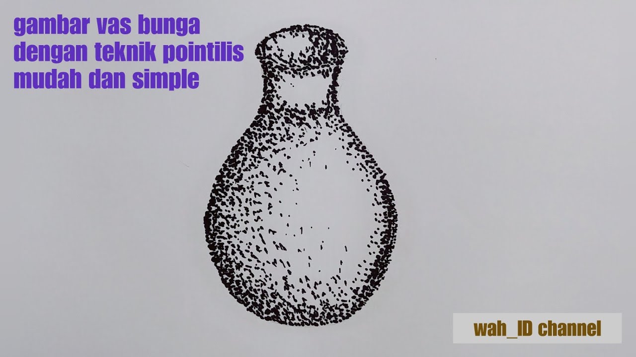 contoh gambar vas bunga dengan teknik pointilis || contoh tutorial gambar pointilis