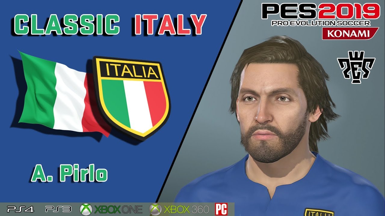 A. PIRLO face+stats (Classic Italy) How to create in PES 2019