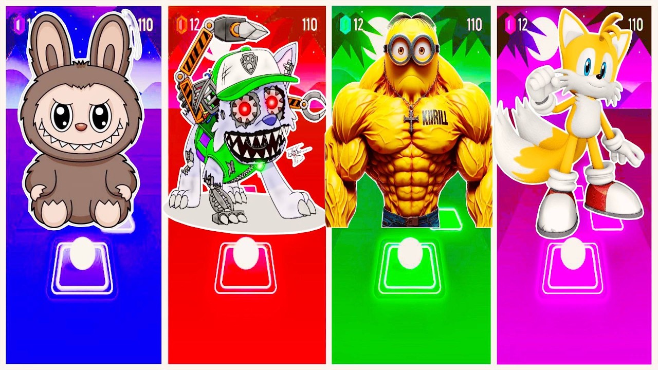Paw Patrol Zuma 🆚 Sonic the Hedgehog 🆚 Labubu 🆚 Minions 🎶 Tiles Hop EDM Rush