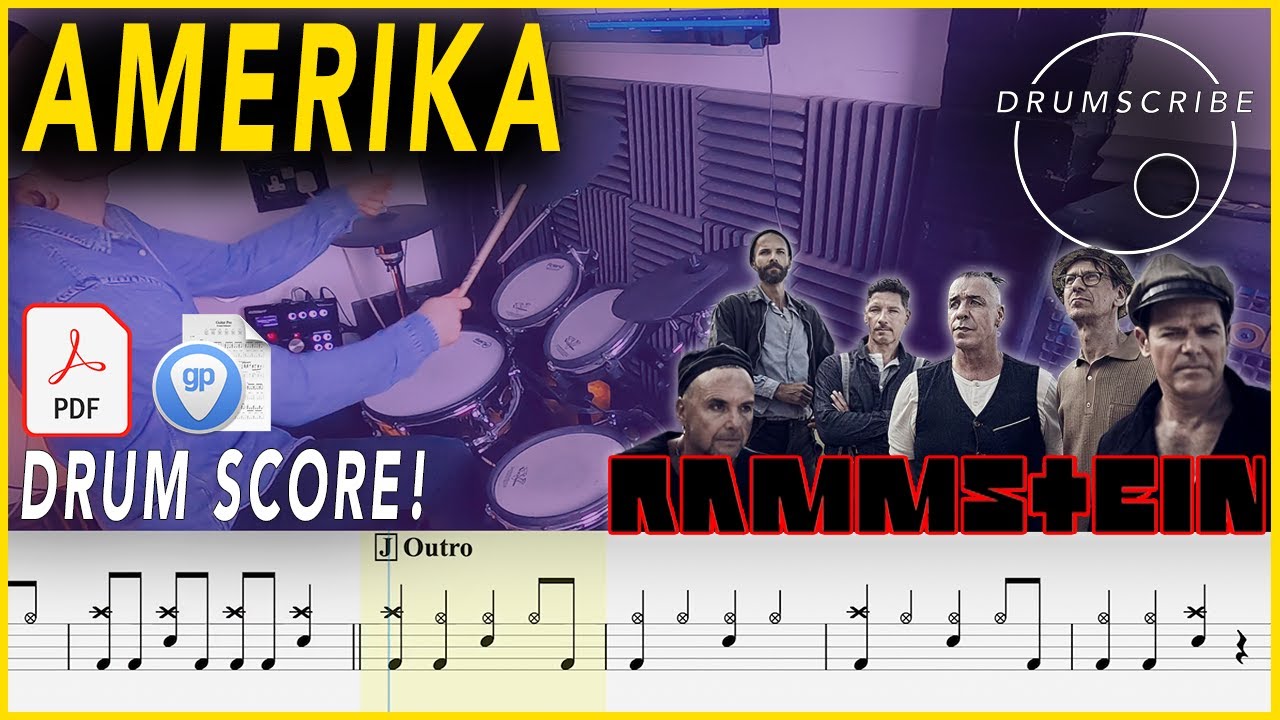 Amerika - Rammstein | DRUM SCORE Sheet Music | #124 DRUMSCRIBE