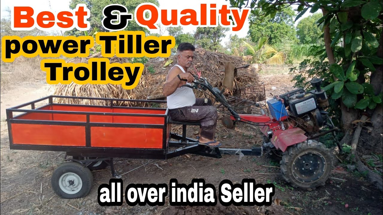 power tiller trolley with break system and dumping