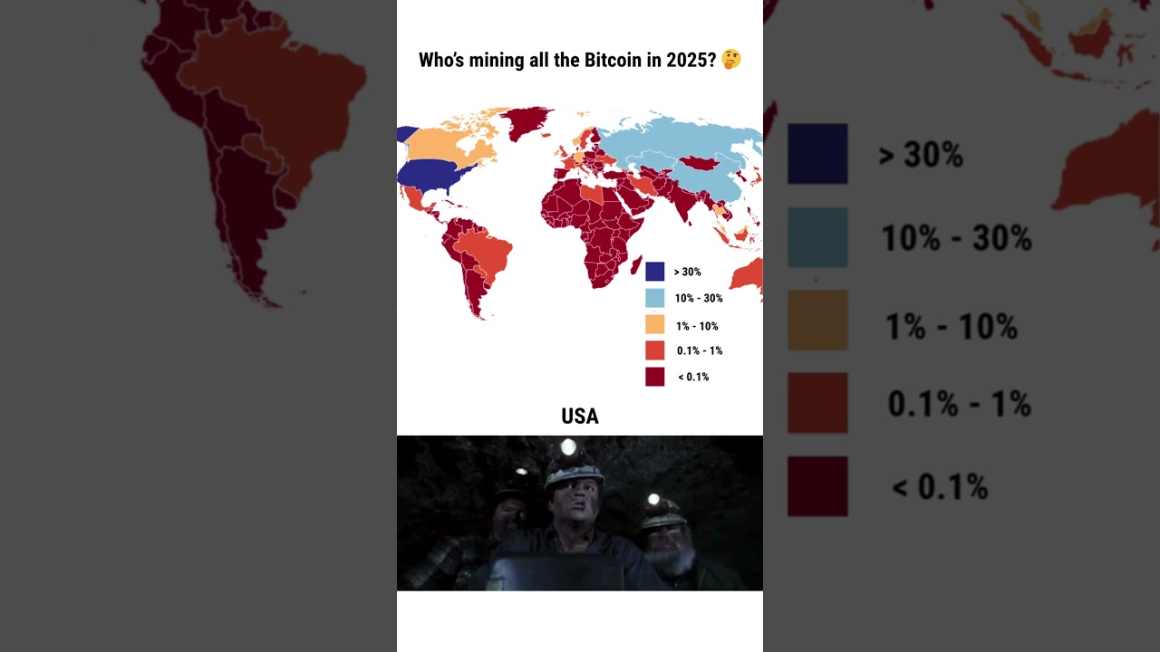Bitcoin Mining by Country 2025⛏️ #Bitcoin #Mining #Crypto #Map