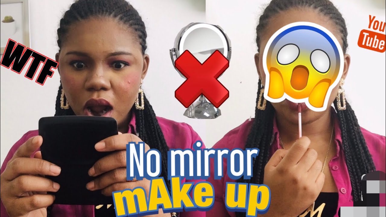 No mirror make up challenge😱😱// crazy